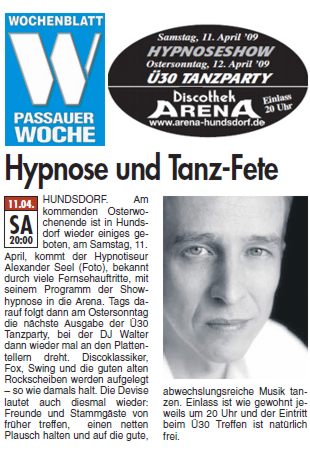 Passauer Woche über Showhypnotiseur Alexander Seel